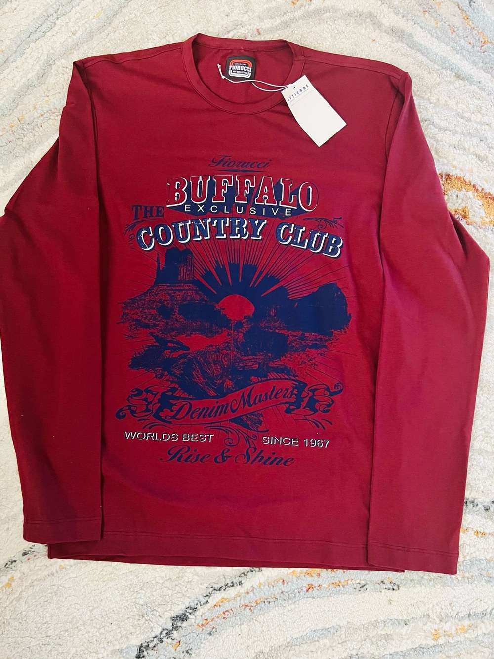 Fiorucci Unisex Buffalo Country Club Graphic Long Sleeve Tee. NWT